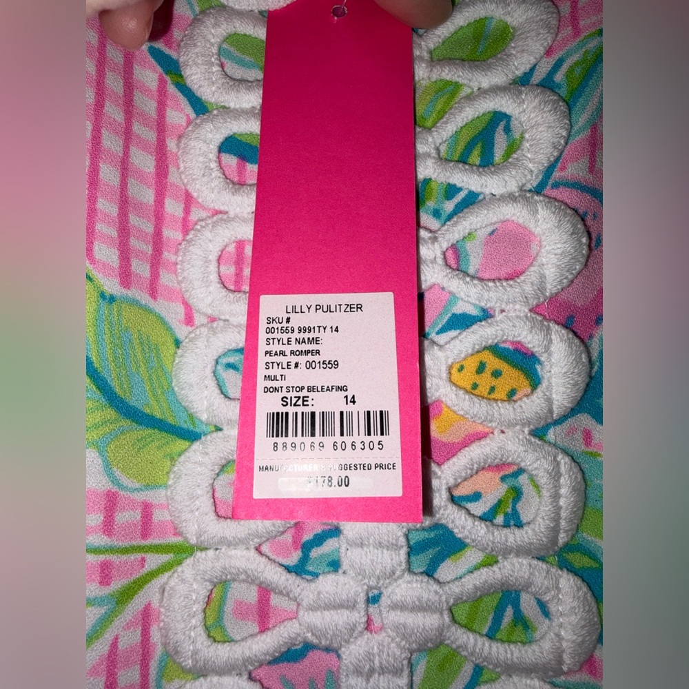 NWT Lilly Pulitzer Pearl Romper - Don’t Stop Beleafing - 14 - Picture 3 of 4